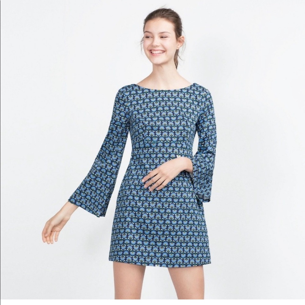 Zara retro long sleeve dress